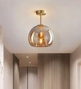 Vintage Spherical Glass Ceiling Light for Hallway