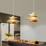 Wooden Wabi-Sabi UFO Style Pendant Light