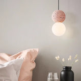 Nordic Eye-Friendly Double Globe Terrazzo Bedside Pendant Lighting