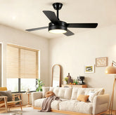 Industrial Matte Black Silent Ceiling Fan with Light