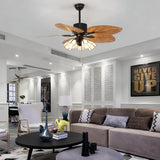 Silent Palm Leaf Ceiling Light for Living Room With Fan