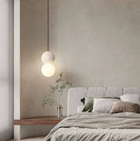 Nordic Eye-Friendly Double Globe Terrazzo Bedside Pendant Lighting