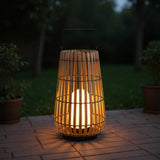 Outdoor Solar Bamboo Floor Lamp with Woven Design