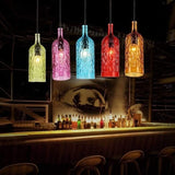 Vintage Stained Glass Pendant Light Bottle Shape