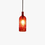 Vintage Stained Glass Pendant Light Bottle Shape