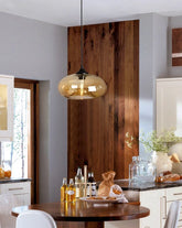 Modern Oval Glass Shade Pendant Light for Dining Room