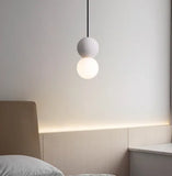 Nordic Eye-Friendly Double Globe Terrazzo Bedside Pendant Lighting