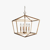 Retro Brass Birdcage Chandelier for Living Room