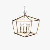Retro Brass Birdcage Chandelier for Living Room
