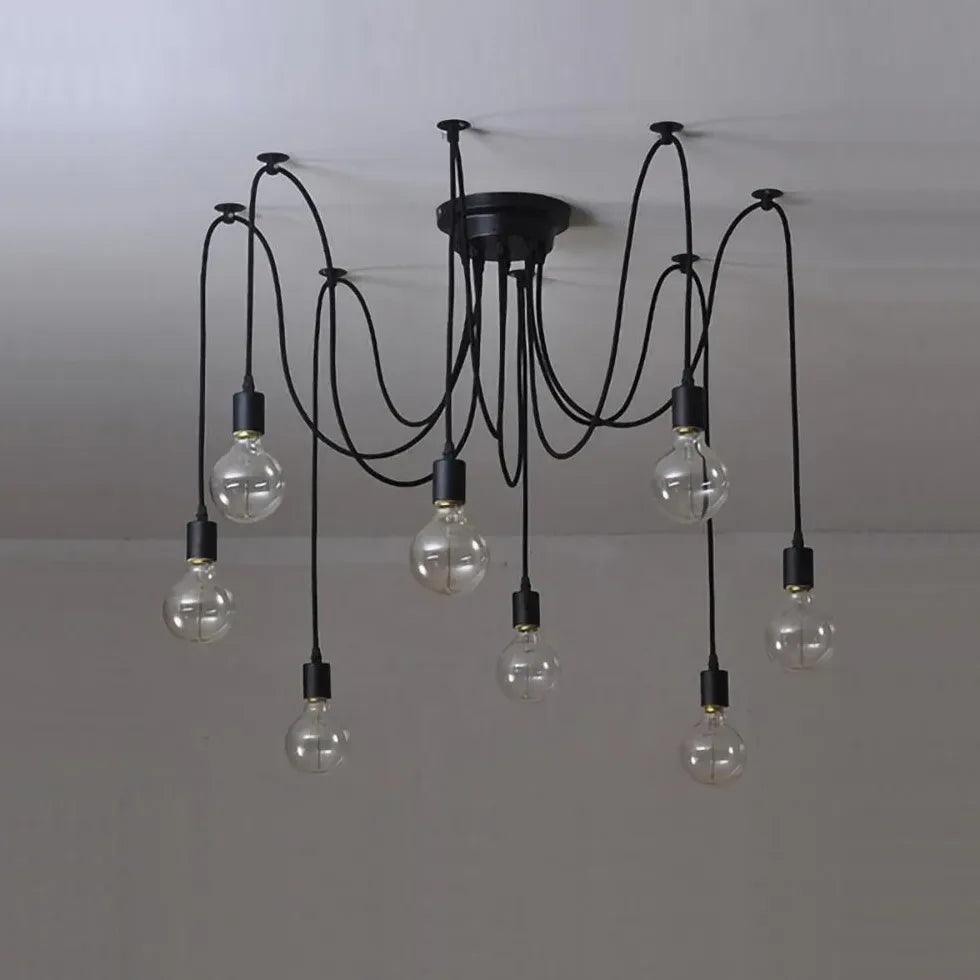 Multi-Light Spider Web Black LED Chandelier - Clowas