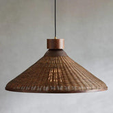 Woven Rattan Cone Shade Vintage LED Pendant Light - Clowas