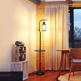 Black Lantern Style with Tray Floor Lamp - Clowas
