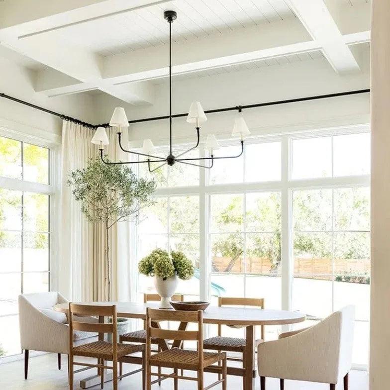 Six-Light White Shade Vintage Chandelier - Clowas