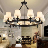 Multi-Light Fabric Shade Industrial Living Room Chandelier - Clowas