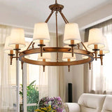 Multi-Light Fabric Shade Industrial Living Room Chandelier - Clowas