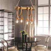 Rope Design Multi-Light Vintage Wooden Pendant Light - Clowas