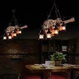 Guitar-Shaped Multi-Light Wooden Vintage Pendant Light - Clowas
