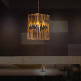 Rectangular Layered Design Wooden Vintage Pendant Light - Clowas