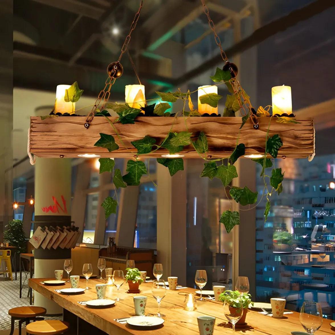 Rectangular Wooden Decor Dining Room Pendant Light - Clowas