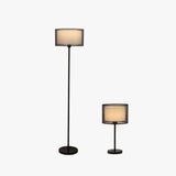 Cylindrical Black Mesh Plug-In Floor Lamp - Clowas