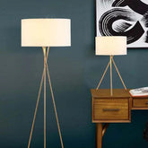 Beige Round Shade Tripod Floor Lamp - Clowas