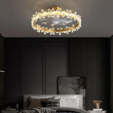 Gold Floral Ring Frame Ceiling Fan Light - Clowas
