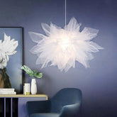Flower-shaped Modern White Fabric Pendant Light - Clowas