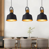 Black & Gold Single Head Industrial Pendant Light - Clowas