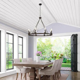 Black Metal Circular Industrial Chandelier - Clowas