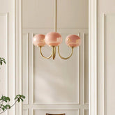 Vintage Glass Pink Chandelier Light for Dining Room
