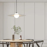 Flat Ring-shaped Lampshade White Dining Room Pendant Light - Clowas