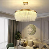 Crystal Tassel Gold Ring Pendant Chandelier - Clowas