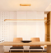 Minimalist Oval Wooden Pendant Lighting for Dining Room