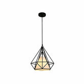 Diamond-Shaped Black Metal Industrial Pendant Light - Clowas
