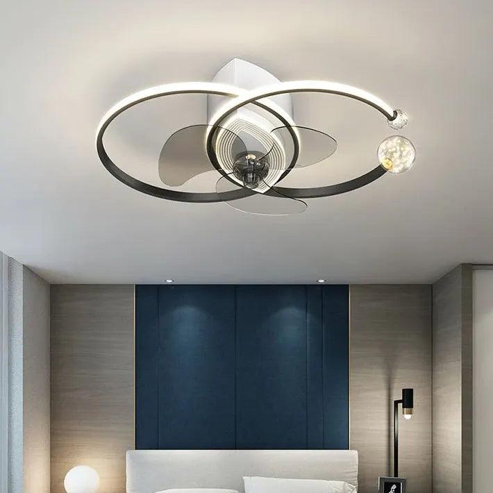 Double Ring LED Bedroom Ceiling Fan Light - Clowas