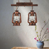 Dual Lantern Design Glass Industrial Pendant Light - Clowas