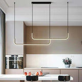 Curved U-Shaped Black Metal LED Pendant Light - Clowas