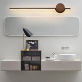 Modern Walnut Long Wall Light Above Mirror for Bathroom