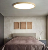 Ultra Slim Round Walnut Ceiling Light for Bedroom