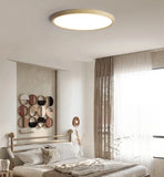 Ultra Slim Round Walnut Ceiling Light for Bedroom