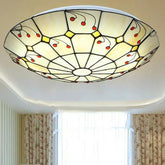 Vintage Geometric Round Colored Glass Ceiling Light
