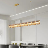 Gold Glass Linear Dining Room Pendant Light - Clowas