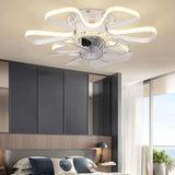 Flower-Shaped Modern LED Fan Pendant Light - Clowas