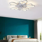 Flower-Shaped White LED Bedroom Ceiling Fan Light - Clowas