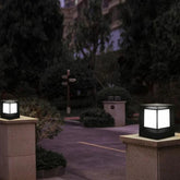 Frosted Glass Square Solar Outdoor Pillar Lights - Clowas