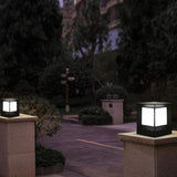 Frosted Glass Square Solar Outdoor Pillar Lights - Clowas