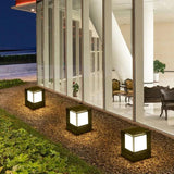Frosted Glass Square Solar Outdoor Pillar Lights - Clowas