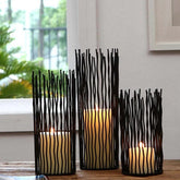 European Black Asymmetric Iron Line Candleholder