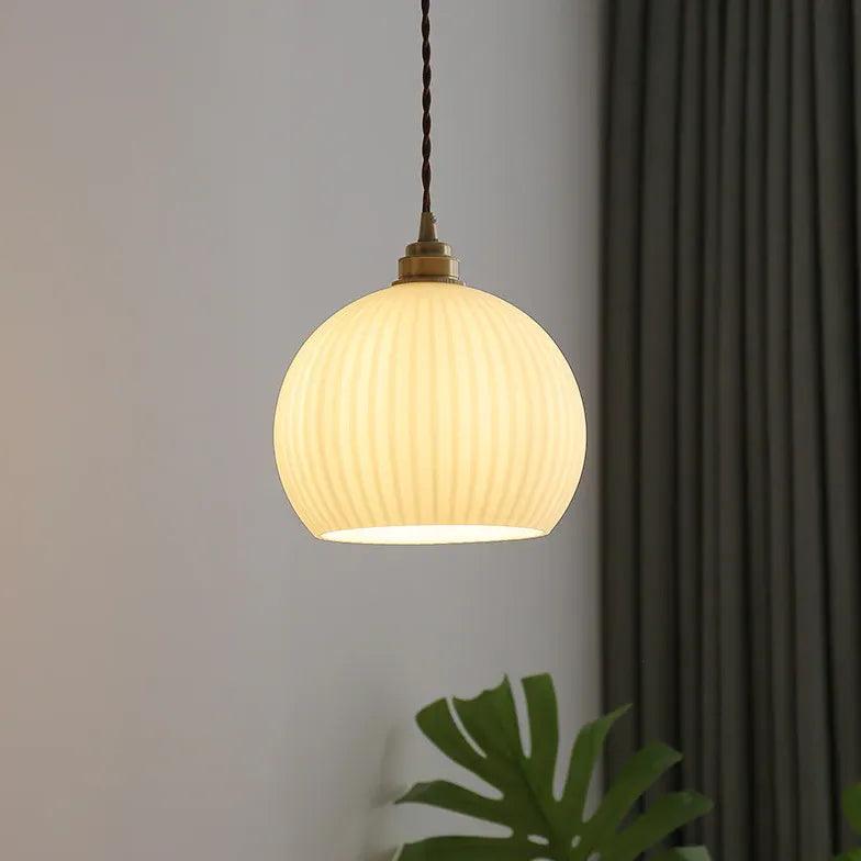 Spherical Glass Striped Minimalist Pendant Light - Clowas