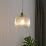 Spherical Glass Striped Minimalist Pendant Light - Clowas